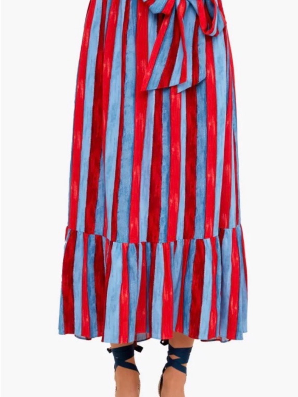 Pomander Place Red and Blue Striped Maxi Skirt